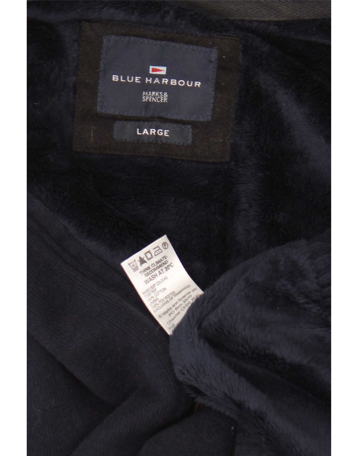 Marks & Spencer Mens Blue Harbour Cardigan Sweater Large Navy Cotton