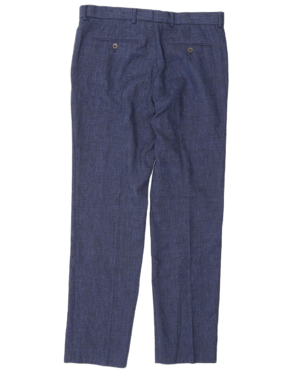 Marks & Spencer Mens Tailored Straight Suit Trousers W34 L32 Navy Blue