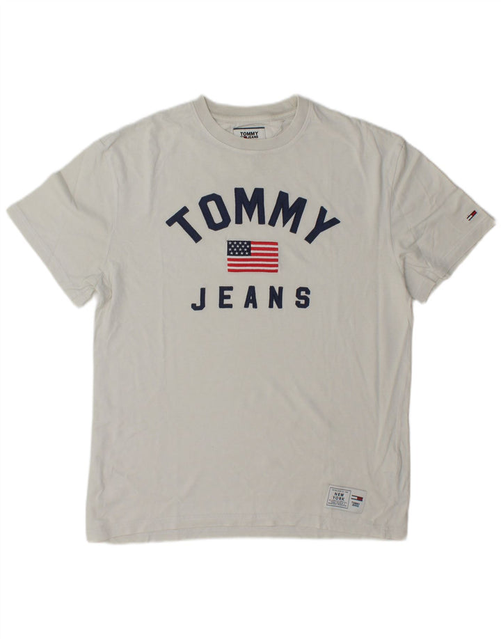 Tommy Hilfiger Mens Graphic T-Shirt Top Medium White Cotton