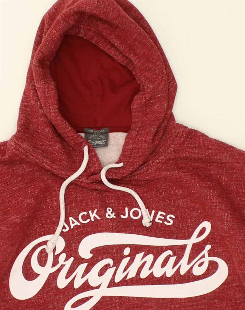 JACK & JONES Mens Graphic Hoodie Jumper XL Red Polyester | Vintage Jack & Jones | Thrift | Second-Hand Jack & Jones | Used Clothing | Messina Hembry 