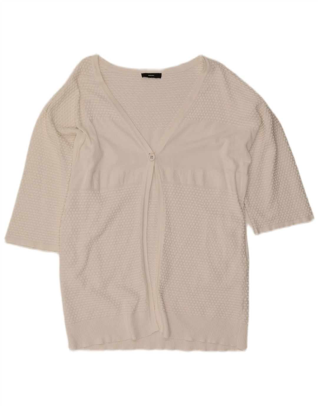 Diesel Womens 3/4 Sleeve Oversized Cardigan Sweater UK 10 Small White