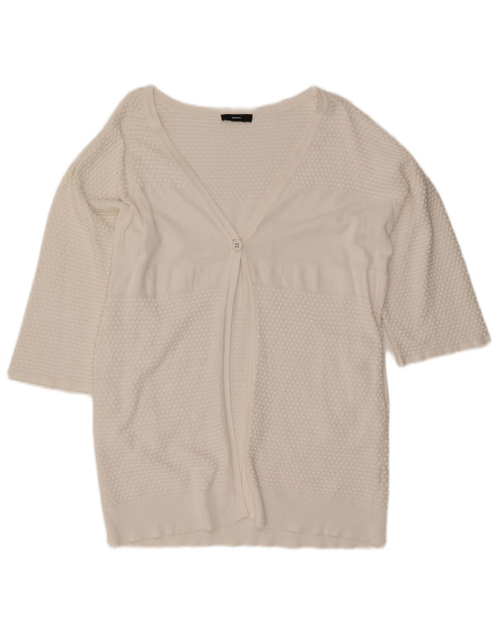 Diesel Womens 3/4 Sleeve Oversized Cardigan Sweater UK 10 Small White