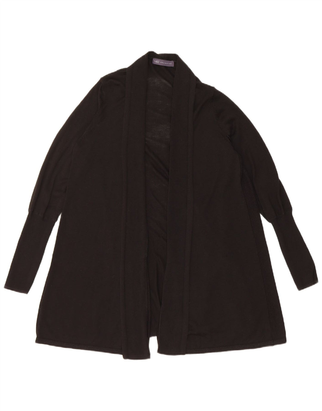 Marks & Spencer Womens Longline Open Cardigan Sweater UK 12 Medium Black