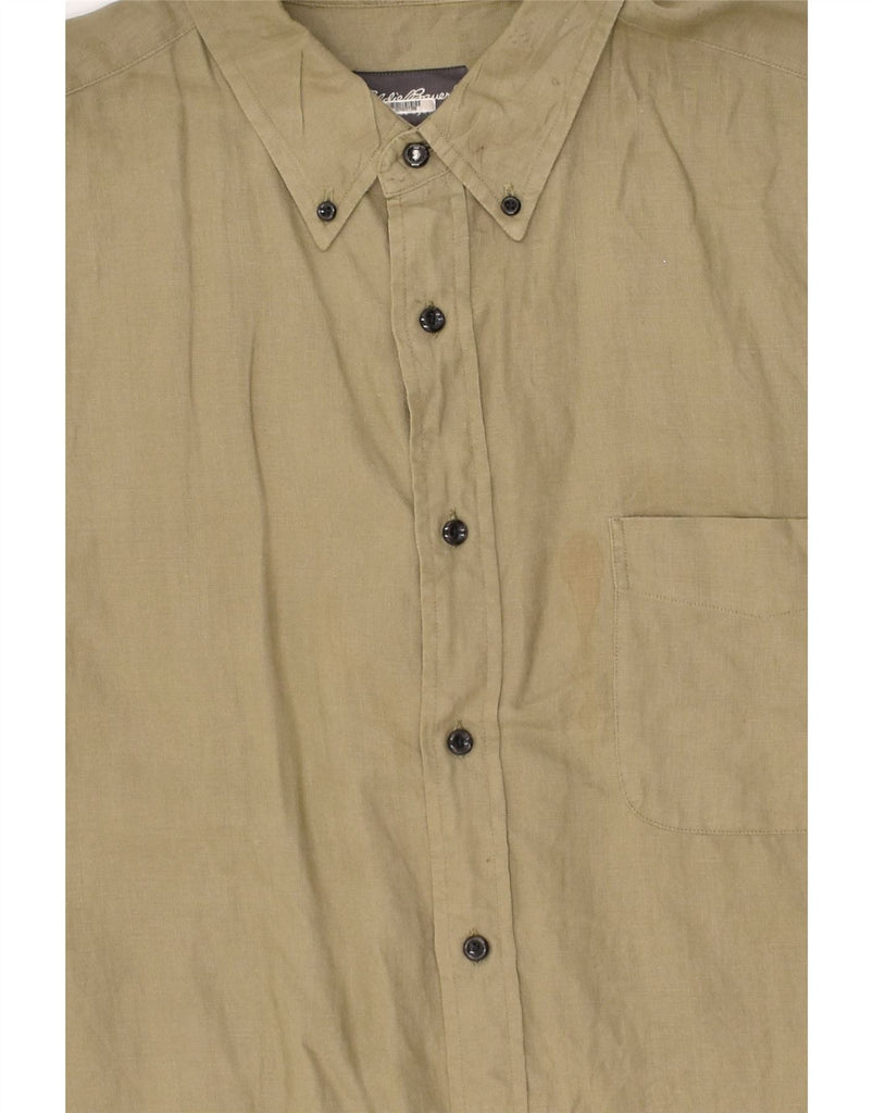 EDDIE BAUER Mens Short Sleeve Shirt XL Khaki Linen | Vintage Eddie Bauer | Thrift | Second-Hand Eddie Bauer | Used Clothing | Messina Hembry 