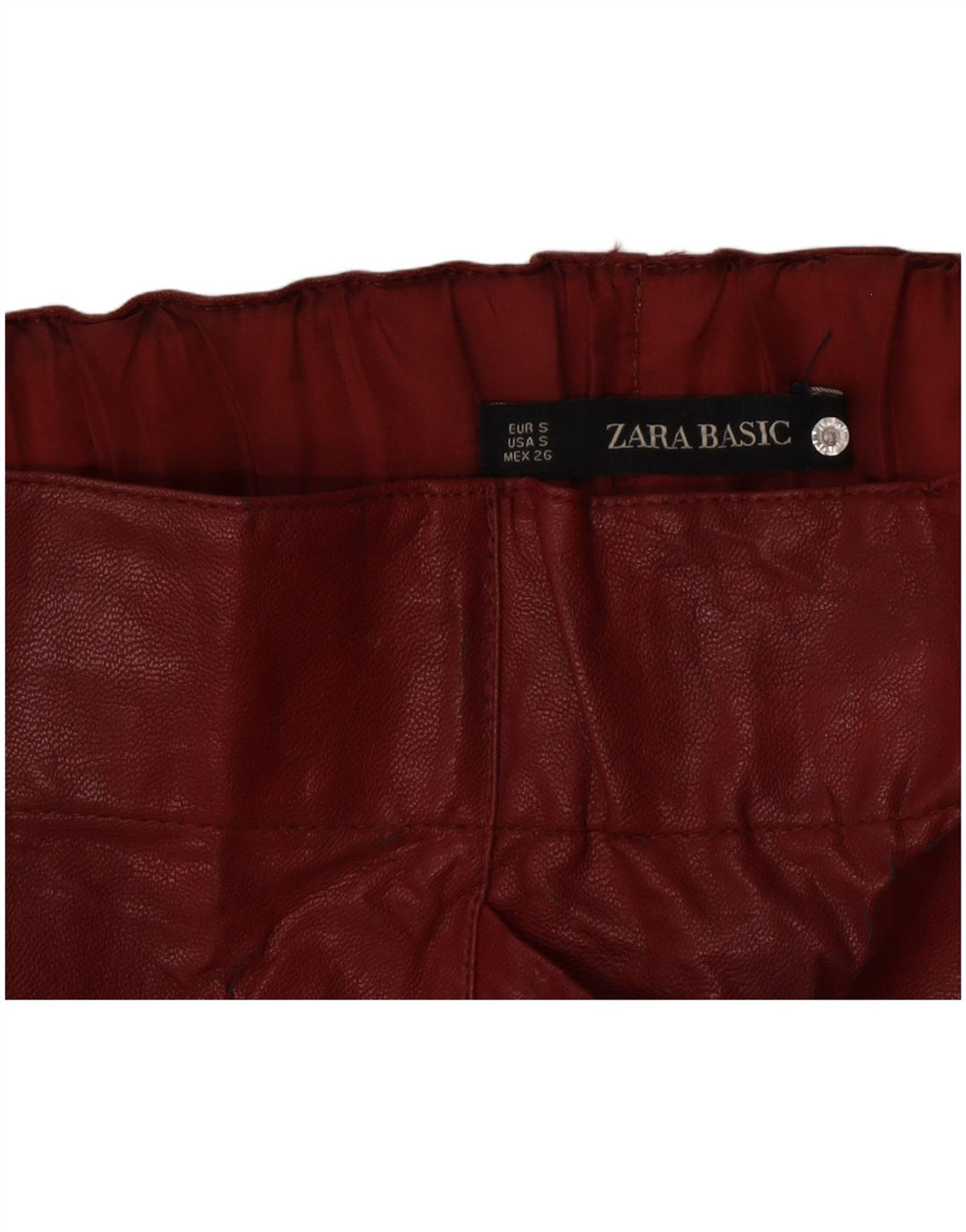 Zara Womens Leather Skirt Small W26  Burgundy