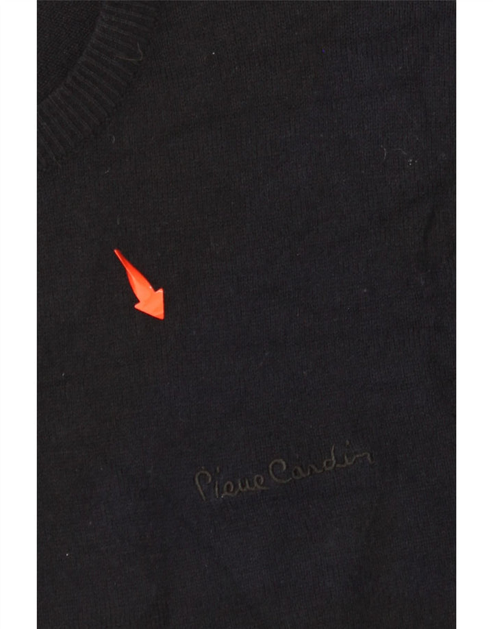 PIERRE CARDIN Mens Crew Neck Jumper Sweater Small Black Acrylic