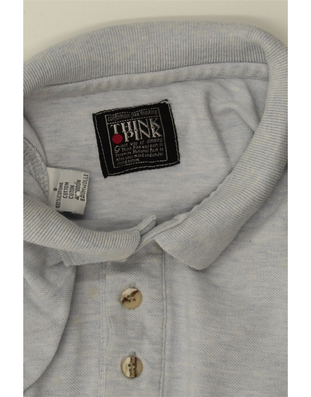 THINK PINK Mens Polo Shirt Small Grey Cotton Vintage Think Pink and Second-Hand Think Pink from Messina Hembry 