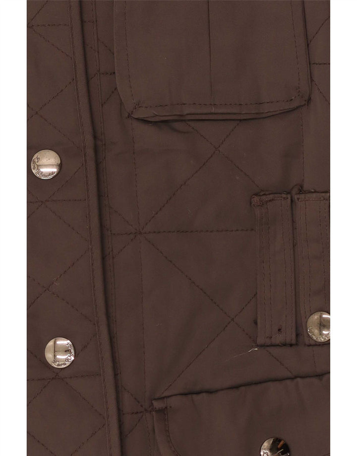 Zara Womens Quilted Jacket UK 12 Medium Brown Polyester