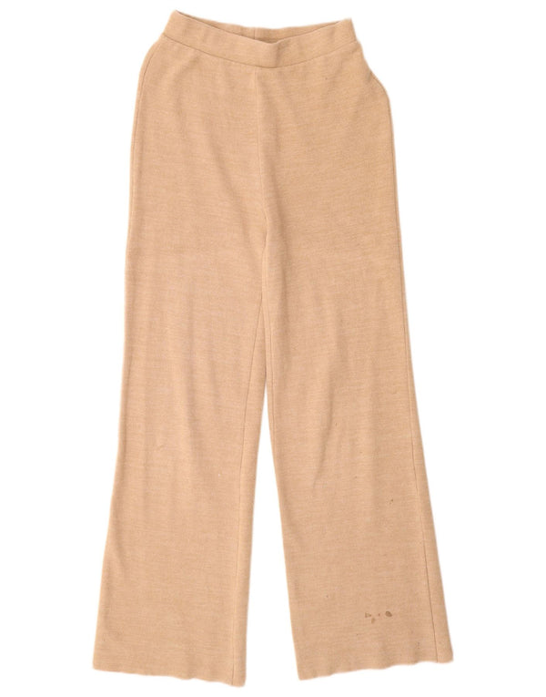 Zara Womens Knit Wide Leg Tracksuit Trousers UK 10 Small  Beige