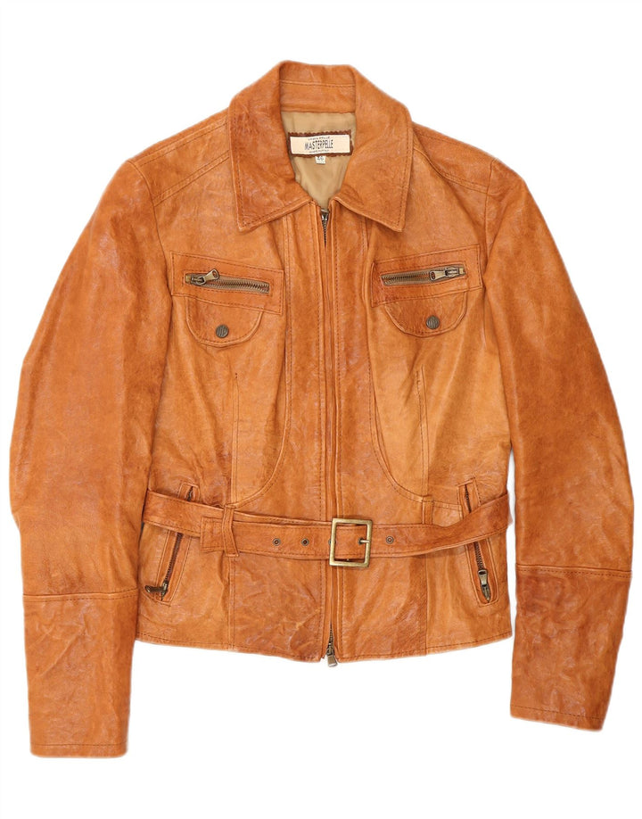 Masterpelle Womens Leather Jacket IT 46 Large Beige Leather
