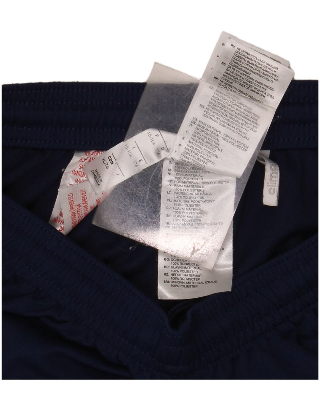 ADIDAS Boys Climalite Sport Shorts 15-16 Years Navy Blue Polyester