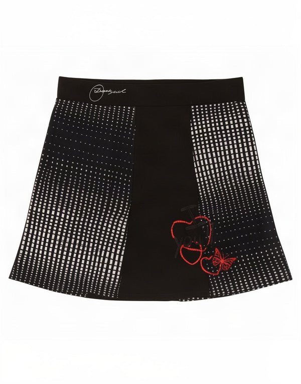 Desigual Womens Graphic Mini Skirt Medium W32 Black Geometric Viscose