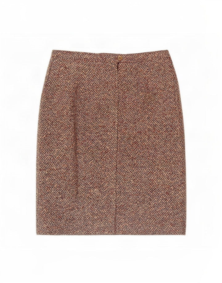Vintage Womens Pencil Skirt Medium W30 Brown Herringbone