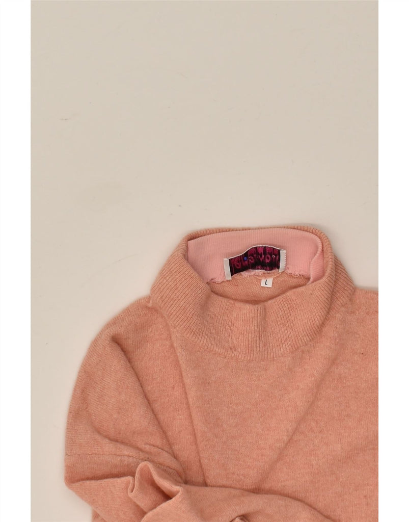 VINTAGE Womens Turtle Neck Jumper Sweater UK 16 Large Pink Lambswool | Vintage Vintage | Thrift | Second-Hand Vintage | Used Clothing | Messina Hembry 