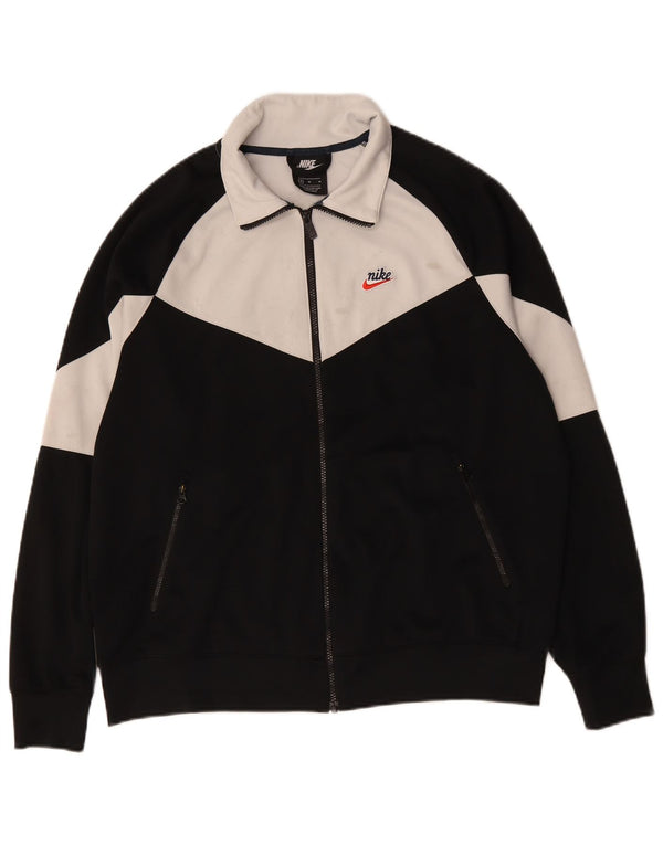 Nike Mens Tracksuit Top Jacket Medium Black Colourblock Polyester