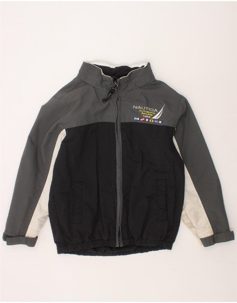 NAUTICA Boys Hooded Windbreaker Jacket 3-4 Years Small  Black Colourblock Vintage Nautica and Second-Hand Nautica from Messina Hembry 