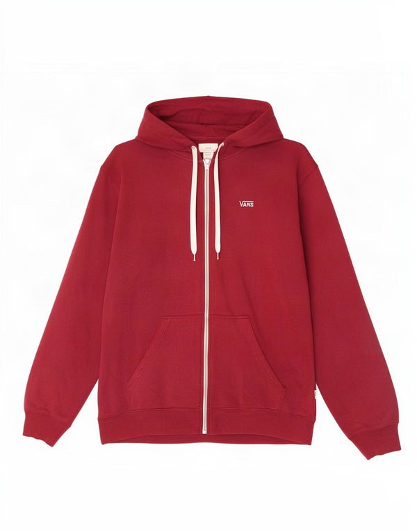 Vans Womens Zip Hoodie Sweater UK 16 Large Burgundy Cotton