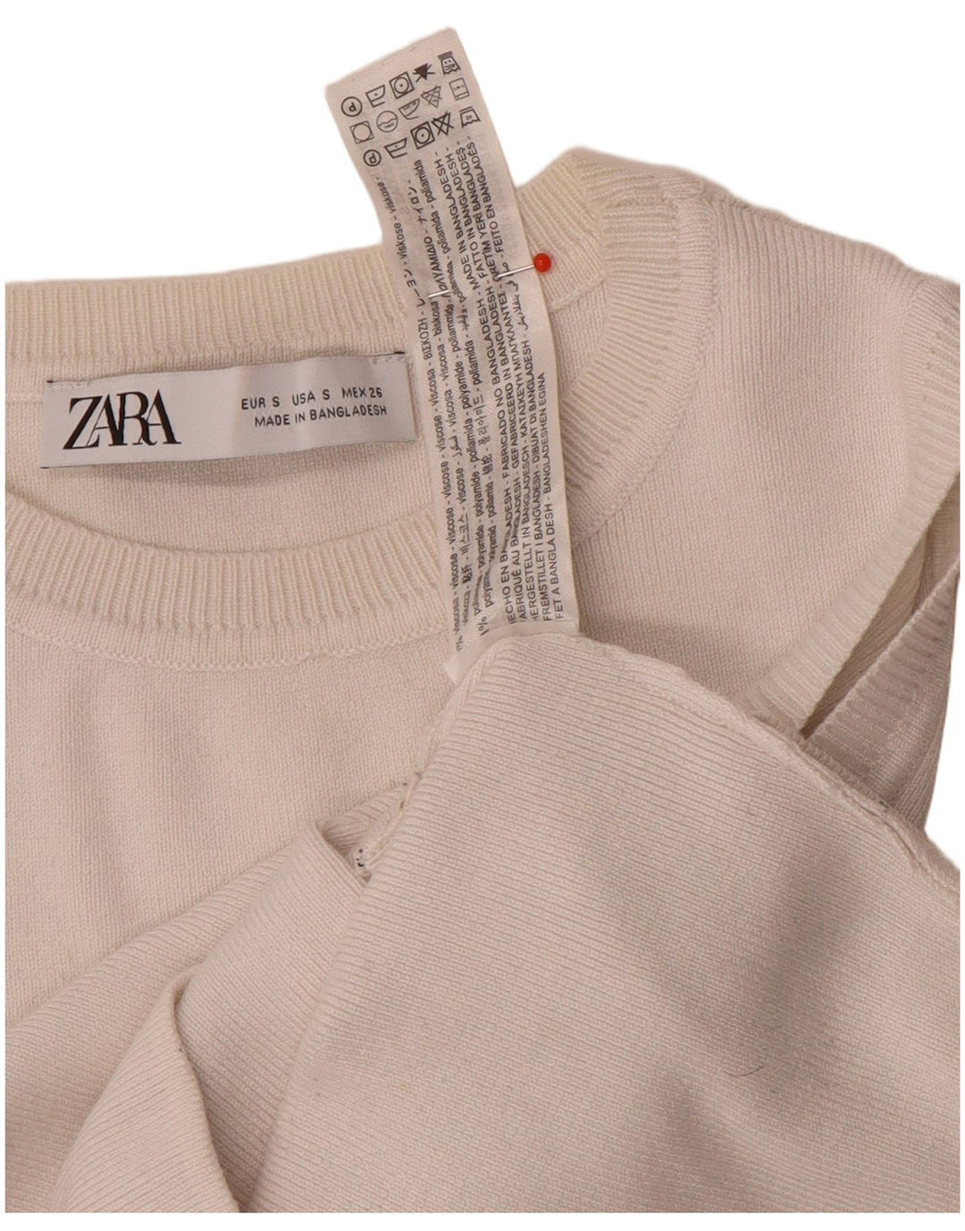 Zara Womens Crop Vest Top UK 8 Small White Viscose