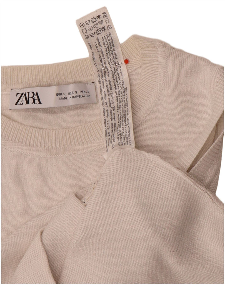 Zara Womens Crop Vest Top UK 8 Small White Viscose