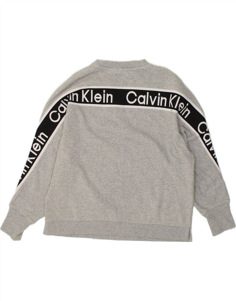 CALVIN KLEIN Womens Oversized Graphic Sweatshirt Jumper UK 16 Large Grey | Vintage Calvin Klein | Thrift | Second-Hand Calvin Klein | Used Clothing | Messina Hembry 