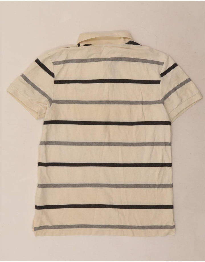 Nike Mens Polo Shirt Medium White Striped Cotton
