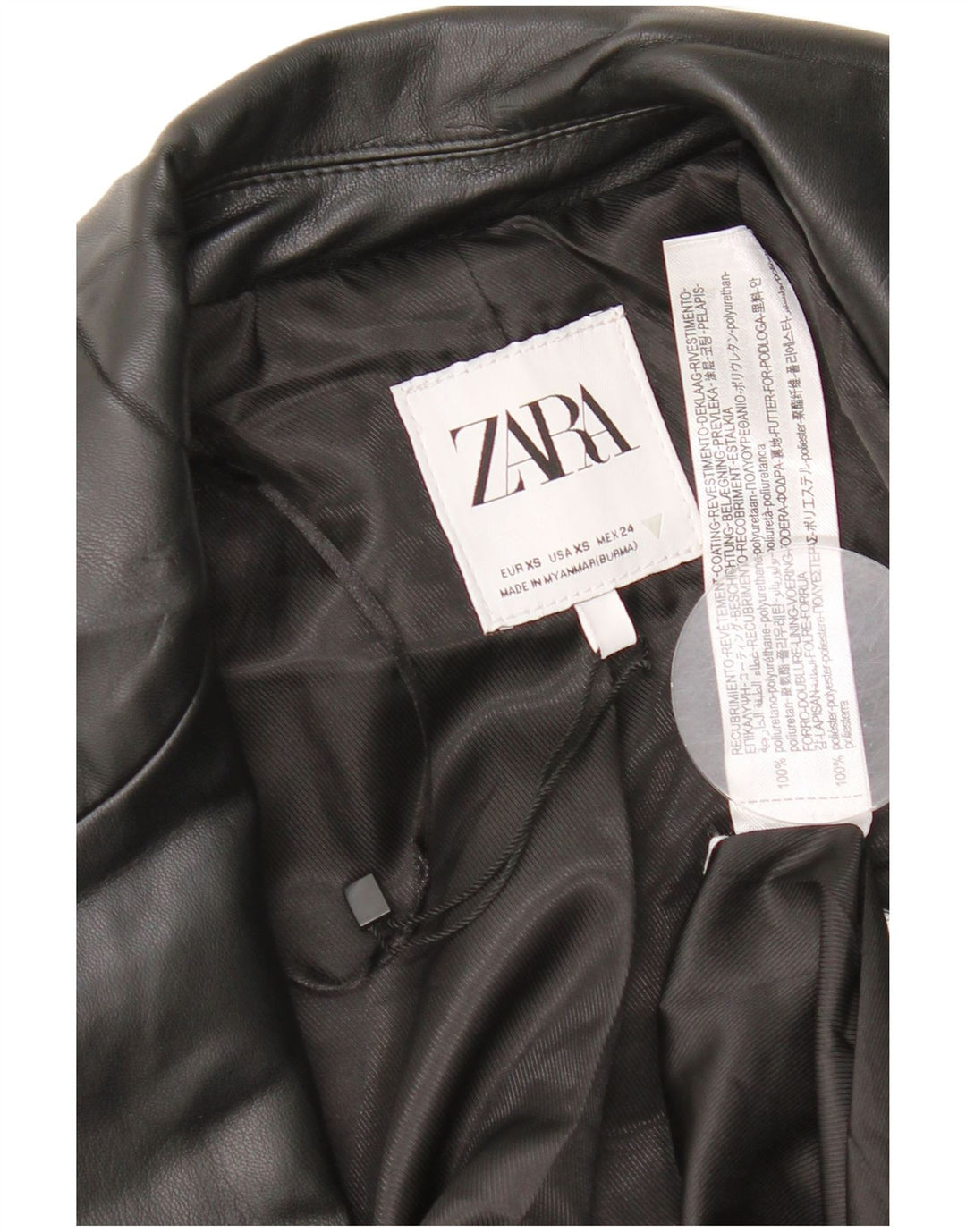 Zara Womens 1 Button Faux Leather Blazer Jacket UK 6 XS Black Polyurethane