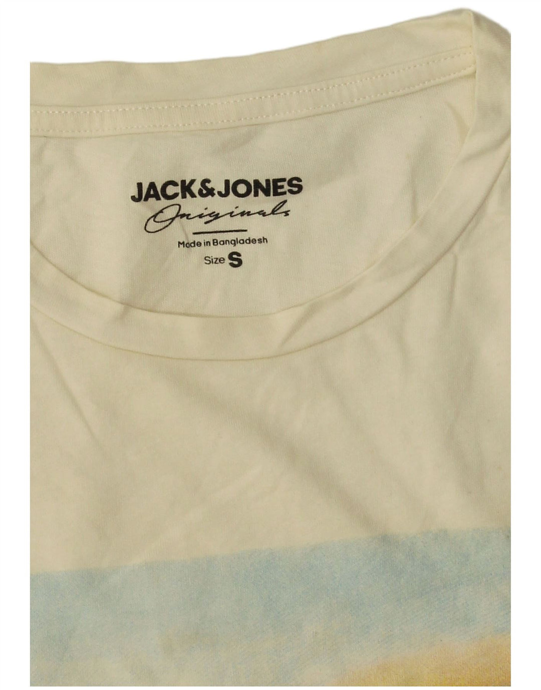 Jack & Jones Mens Graphic T-Shirt Top Small White Cotton