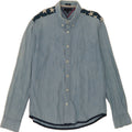 TOMMY HILFIGER Mens Custom Fit Shirt Large Blue Colourblock Cotton Vintage Tommy Hilfiger and Second-Hand Tommy Hilfiger from Messina Hembry 
