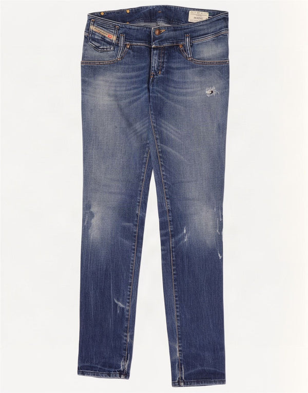 Diesel Womens Matic Distressed Slim Jeans W29 L32 Blue Cotton
