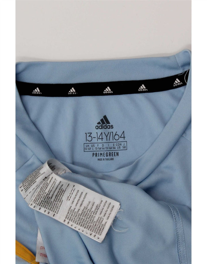 Adidas Boys Aeroready T-Shirt Top 13-14 Years Blue Polyester