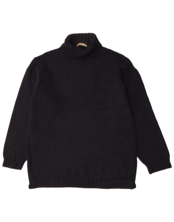 Marks & Spencer Mens Roll Neck Jumper Sweater Medium Navy Blue Wool