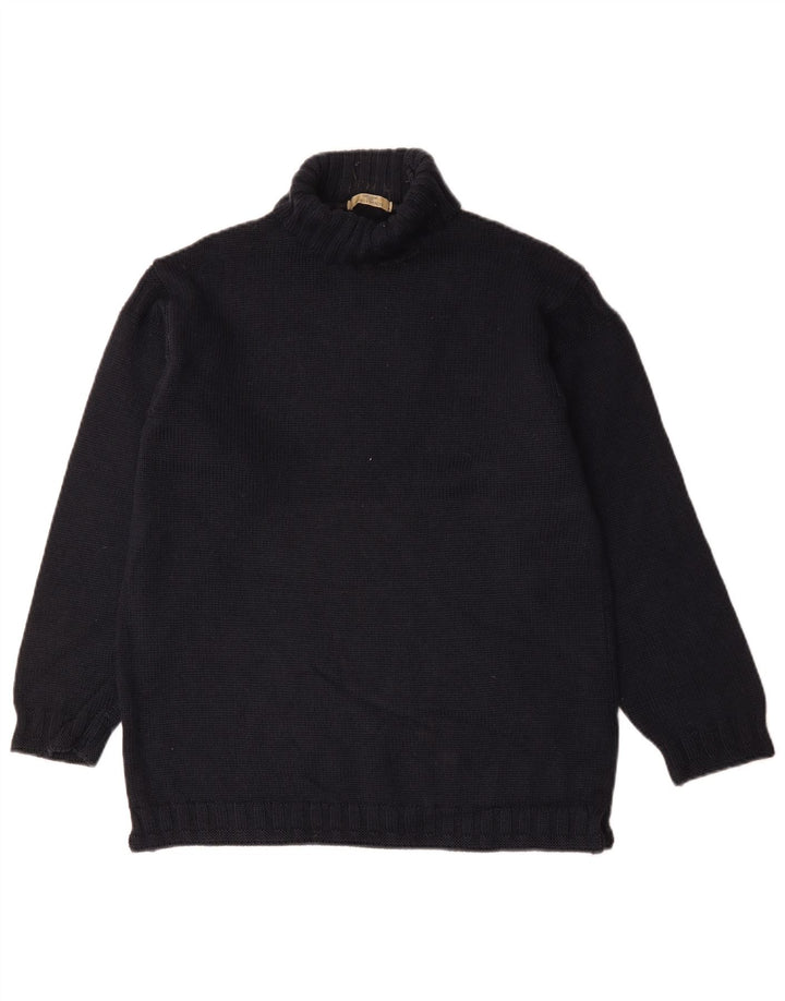 Marks & Spencer Mens Roll Neck Jumper Sweater Medium Navy Blue Wool
