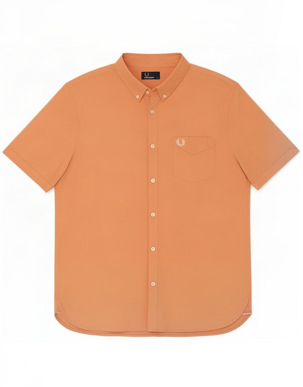Fred Perry Mens Short Sleeve Shirt Large Orange Cotton