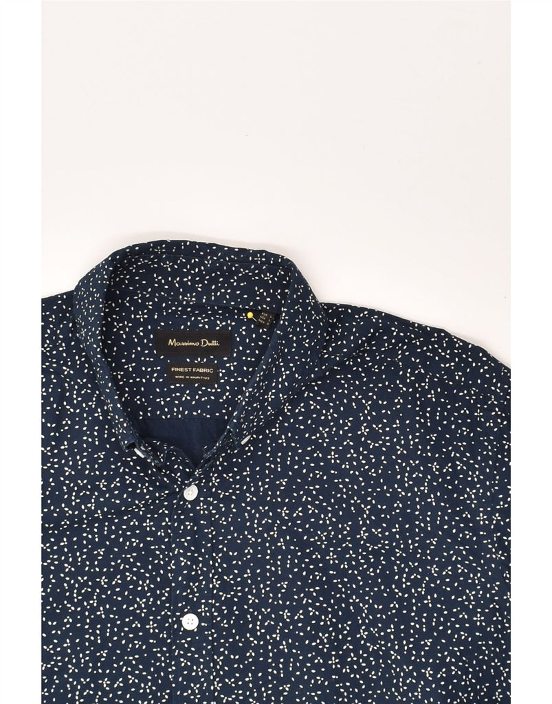 MASSIMO DUTTI Mens Shirt Large Navy Blue Spotted Cotton | Vintage Massimo Dutti | Thrift | Second-Hand Massimo Dutti | Used Clothing | Messina Hembry 