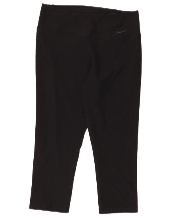 Nike Womens Dri Fit Capri Leggings UK 10 Small Black Polyester