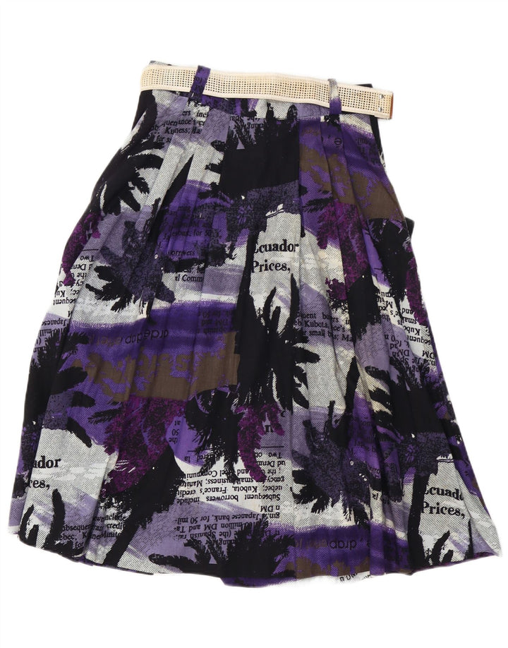 Vintage Womens Graphic A-Line Skirt W26 Small Purple