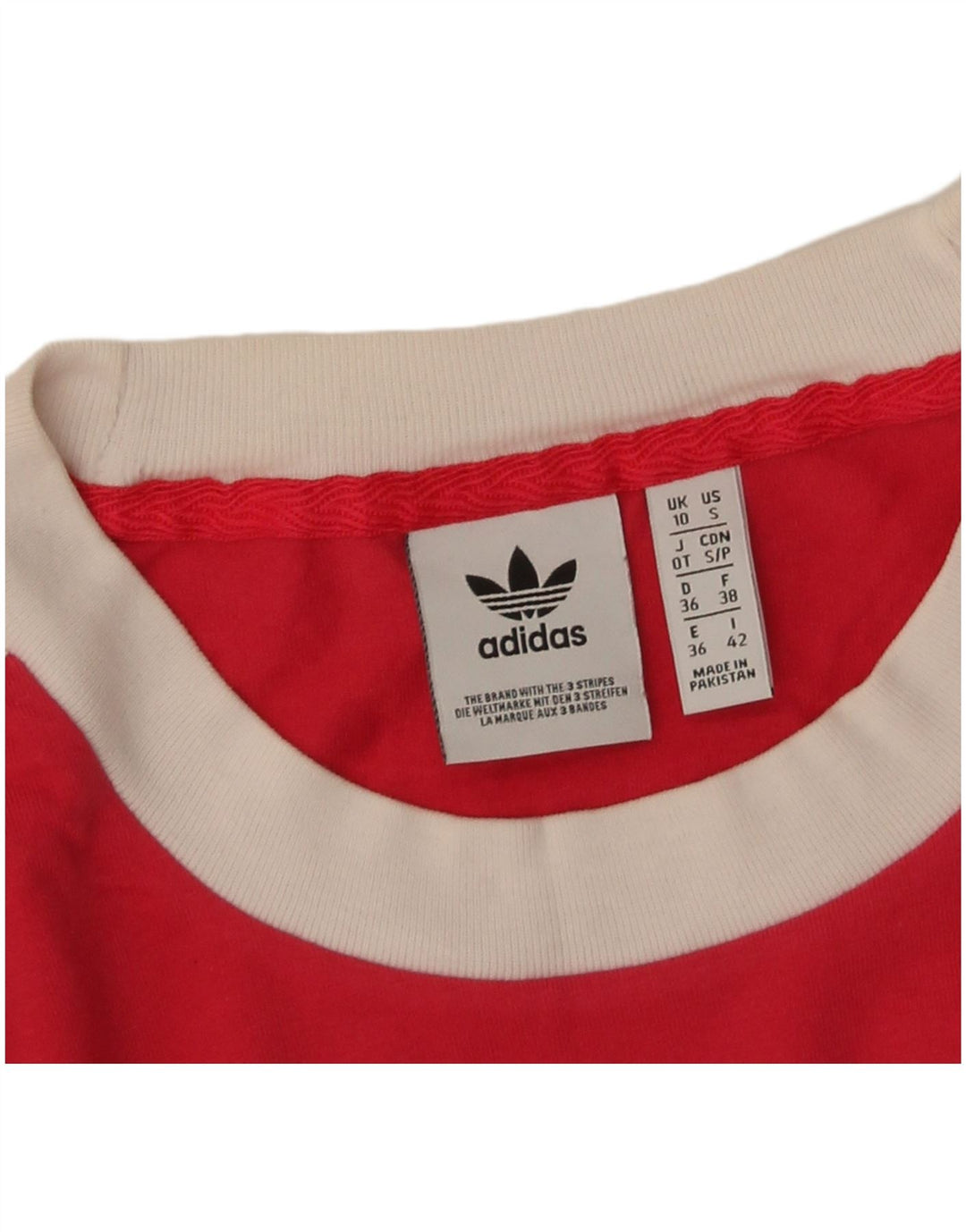 Adidas Womens Top Long Sleeve UK 10 Small Red Colourblock