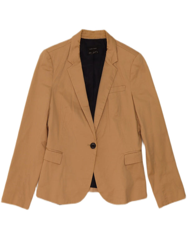 Zara Womens 1 Button Blazer Jacket UK 16 Large Beige