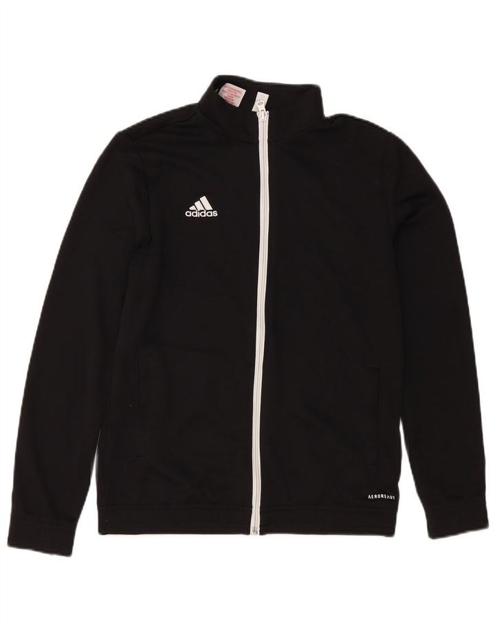 Adidas Boys Aeroready Tracksuit Top Jacket 13-14 Years Black Polyester