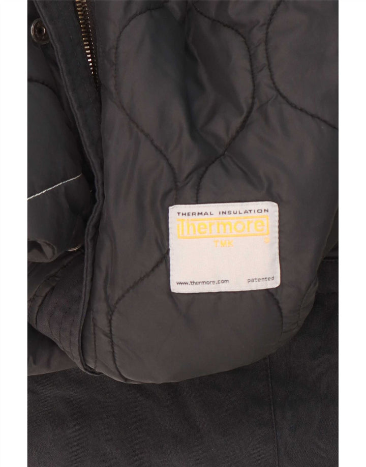 Vintage Womens Hooded Parka Jacket UK 14 Medium Black Polyamide