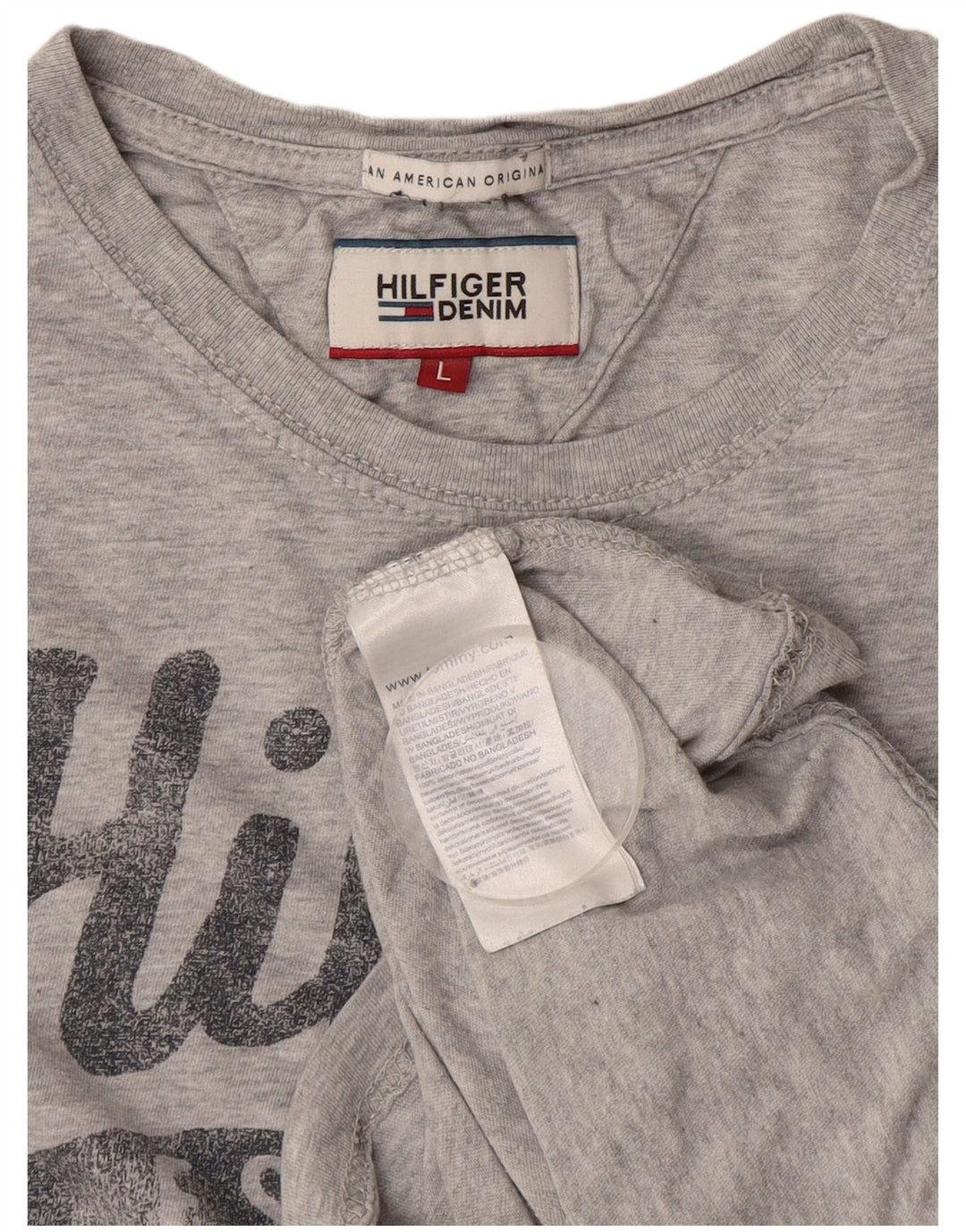 Tommy Hilfiger Mens Graphic T-Shirt Top Large Grey Flecked Cotton