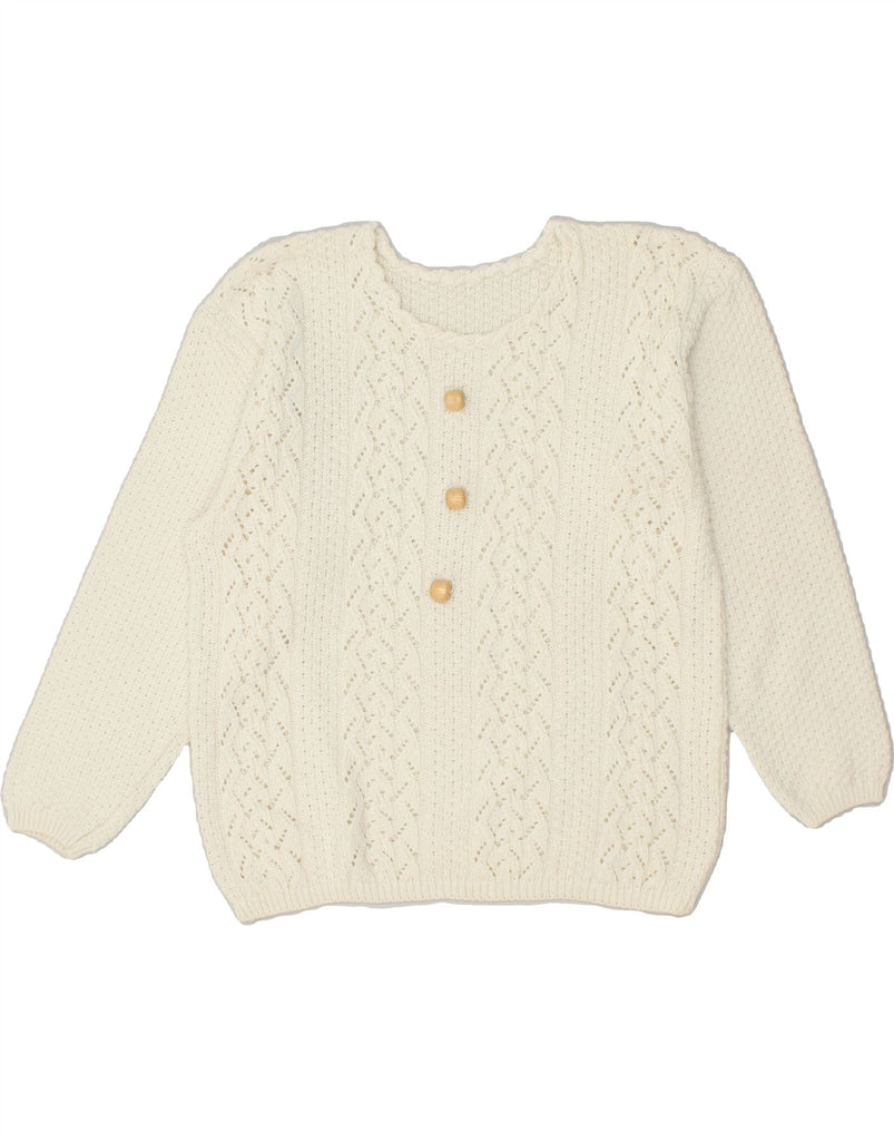 VINTAGE Womens Boat Neck Jumper Sweater UK 6 XS White | Vintage Vintage | Thrift | Second-Hand Vintage | Used Clothing | Messina Hembry 