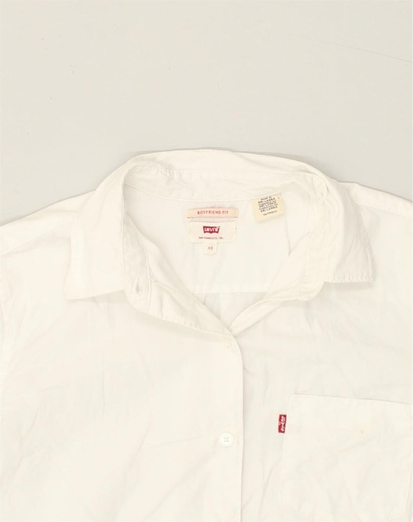 LEVI'S Womens Boyfriend Fit Shirt UK 6 XS White | Vintage Levi's | Thrift | Second-Hand Levi's | Used Clothing | Messina Hembry 