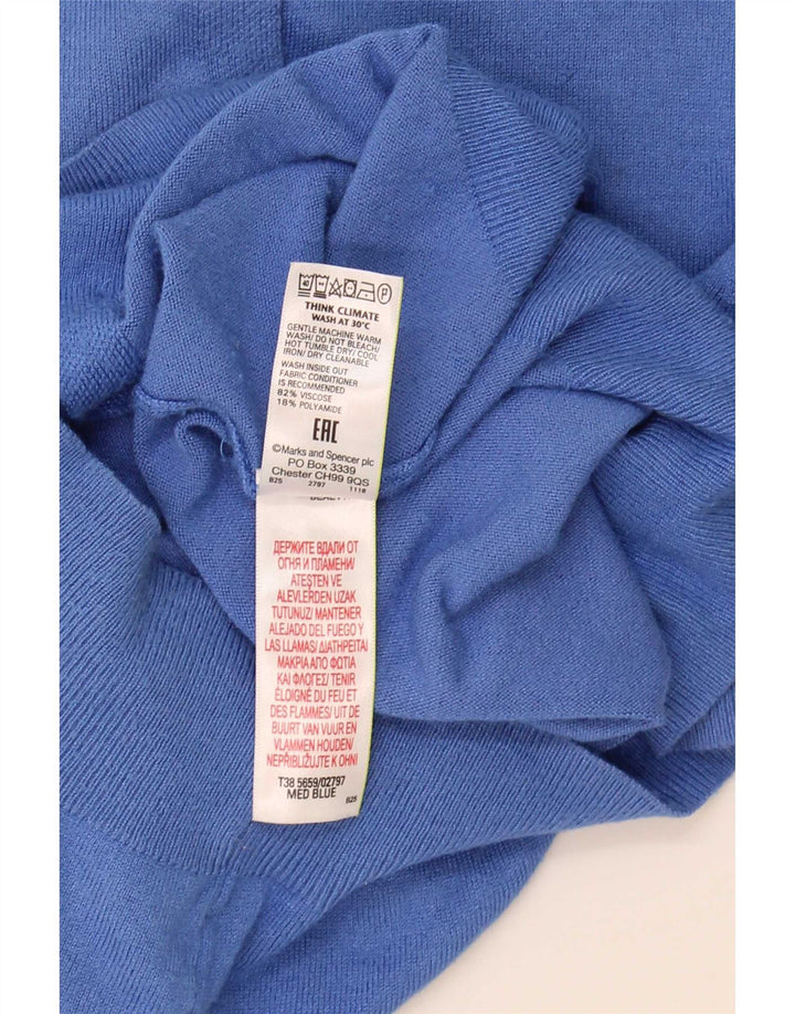 Marks & Spencer Womens Cardigan Sweater UK 12 Medium Blue Viscose