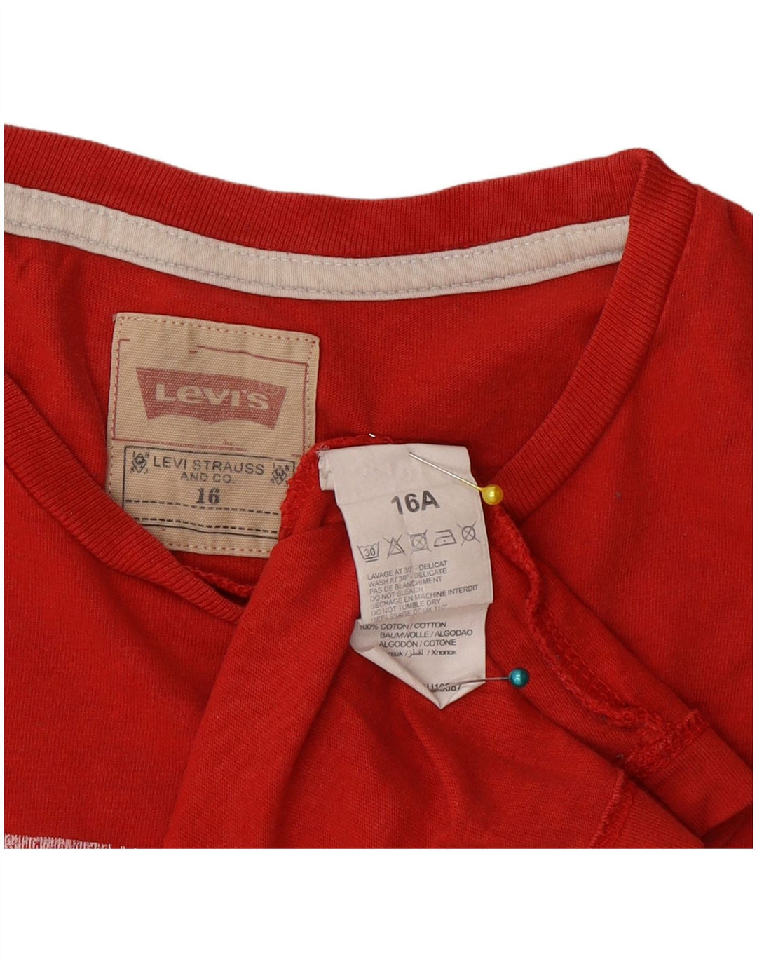 Levi's Boys Graphic T-Shirt Top 15-16 Years Red Cotton