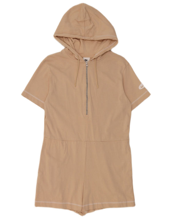Nike Womens Hooded Playsuit UK 12 Medium Beige Cotton