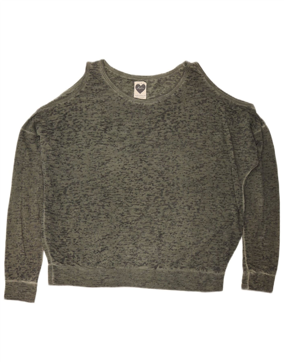 ZARA Womens Oversized Top Long Sleeve UK 14 Medium Khaki Flecked
