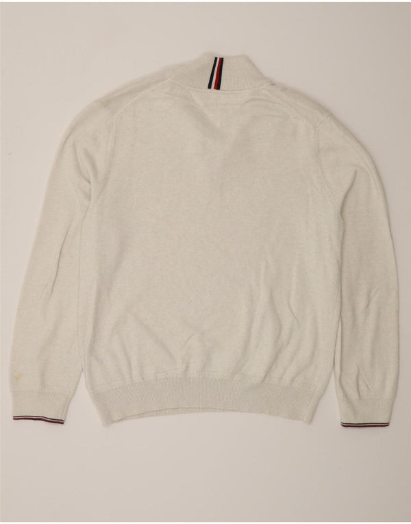 Tommy Hilfiger Mens Zip Neck Jumper Sweater Large Grey Cotton