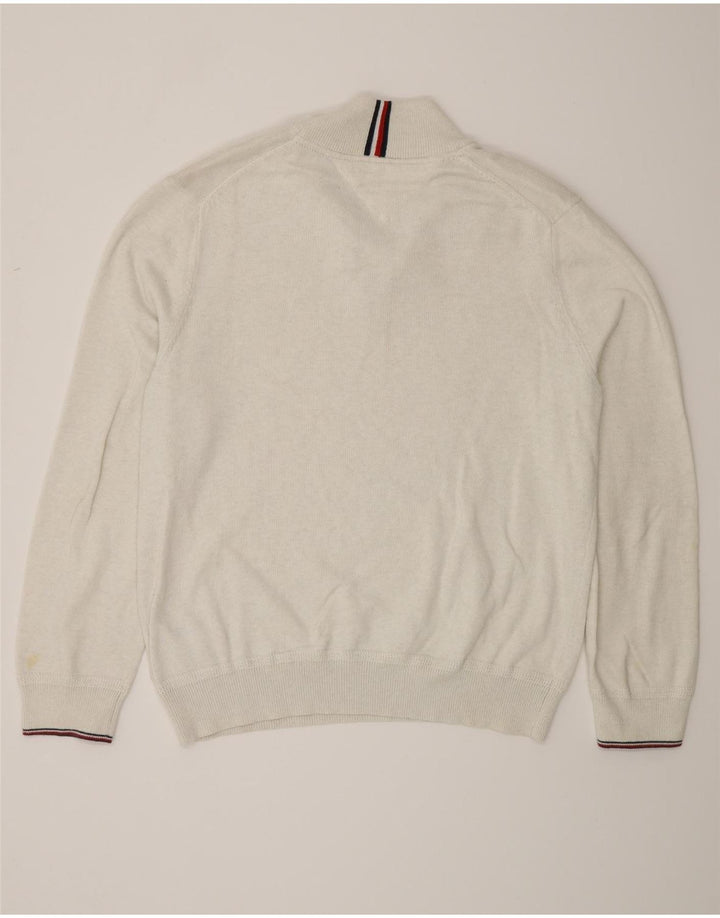 Tommy Hilfiger Mens Zip Neck Jumper Sweater Large Grey Cotton