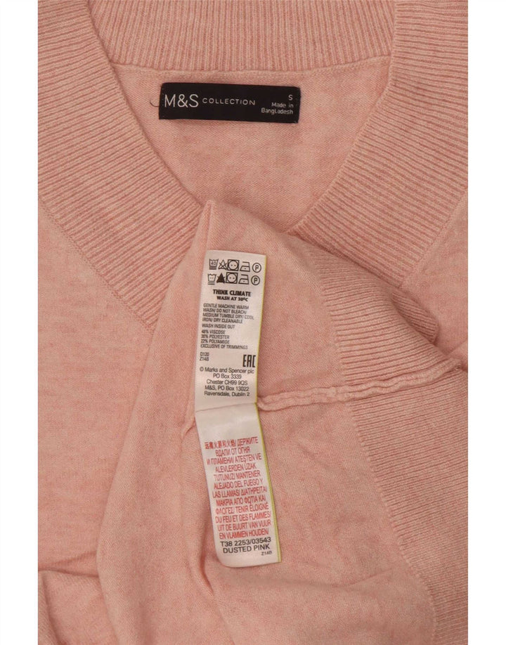Marks & Spencer Womens Oversized V-Neck Jumper Sweater UK 10 Small Pink
